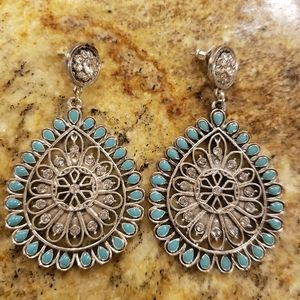 Teal drop earrings